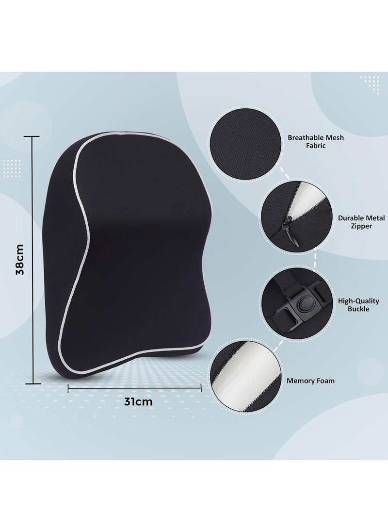 Plexda Plexda Car Neck Rest Pillow car Neck Support Memory Foam Headrest for Car Seat Office Chair Cervical Car Neckrest Ergonomic Design to Support Head Neck Rest during long drives L Black  - Image 3