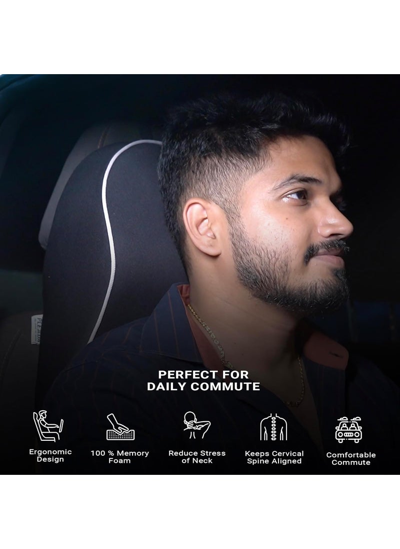 Plexda Plexda Car Neck Rest Pillow car Neck Support Memory Foam Headrest for Car Seat Office Chair Cervical Car Neckrest Ergonomic Design to Support Head Neck Rest during long drives L Black  - Image 2