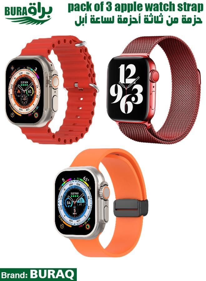 BURAQ Apple Watch Band Strap For Apple Watch Ultra 2/Ultra 49mm, Series 10 46mm, 9/8/7 45mm, SE2/SE/6/5/4 44mm, 3/2/1 42mm
