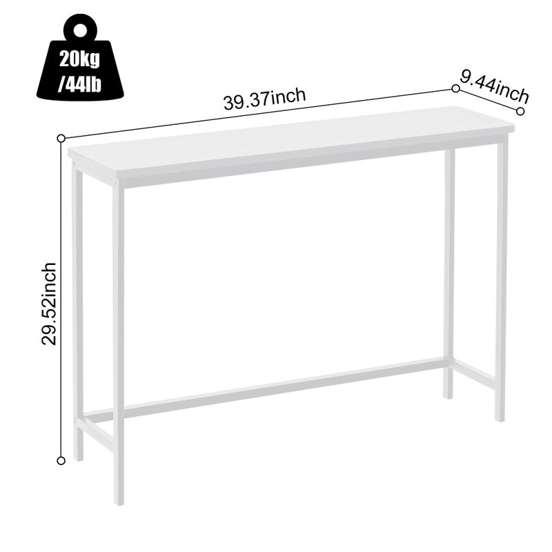 VASMIA Console Table, Entryway Table, Narrow Sofa Table, 39" Bamboo Hallway Table for Entryway, Living Room, Bedroom, Foyer, White - Image 4