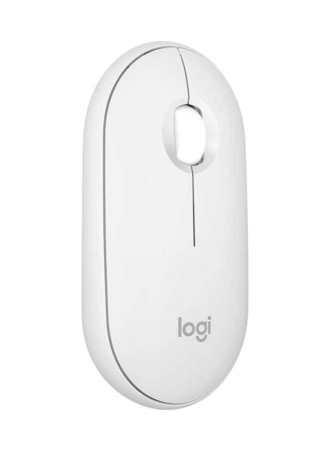 Logitech Pebble Mouse 2 M350s Slim Bluetooth Wireless Mouse, Portable, Customisable Button, Quiet Clicks, 4K DPI, 24-month battery, Easy-Switch for Windows, macOS, iPadOS, Android, Chrome OS - white - Image 1