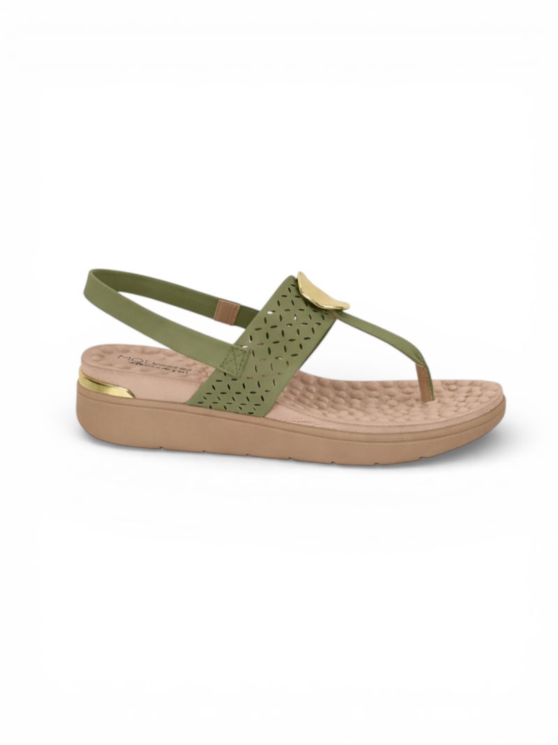 Modare Women's Green Flat Back Strap Sandals - Comfortable Casual Footwear - Image 2