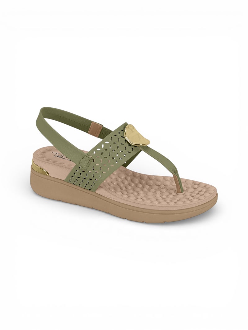 Modare Women's Green Flat Back Strap Sandals - Comfortable Casual Footwear - Image 1