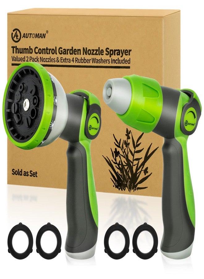 AUTOMAN Garden Hose Nozzle - 2 Pack, Thumb Control Sprayer, Durable Slip-Resistant Water Nozzle, Extra 4 Washers, for Watering Plants Lawn & Garden, Cleaning, Washing Car, Showering Pets - Image 1