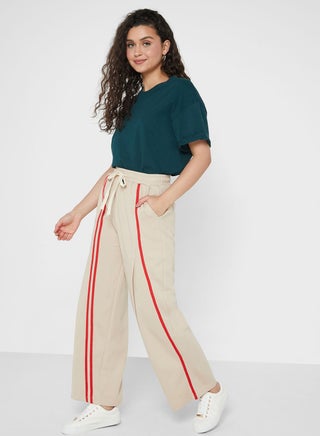 Front Striped Panel Pants