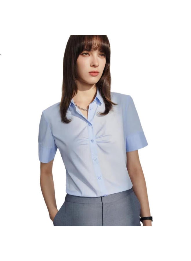 G2000Spring And Summer Mall Matching Cotton Blend Skin-Friendly Commuter Formal Short-Sleeve Shirt, Light Blue, Size 38 - Image 1