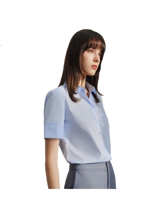 G2000Spring And Summer Mall Matching Cotton Blend Skin-Friendly Commuter Formal Short-Sleeve Shirt, Light Blue, Size 38 - Image 3