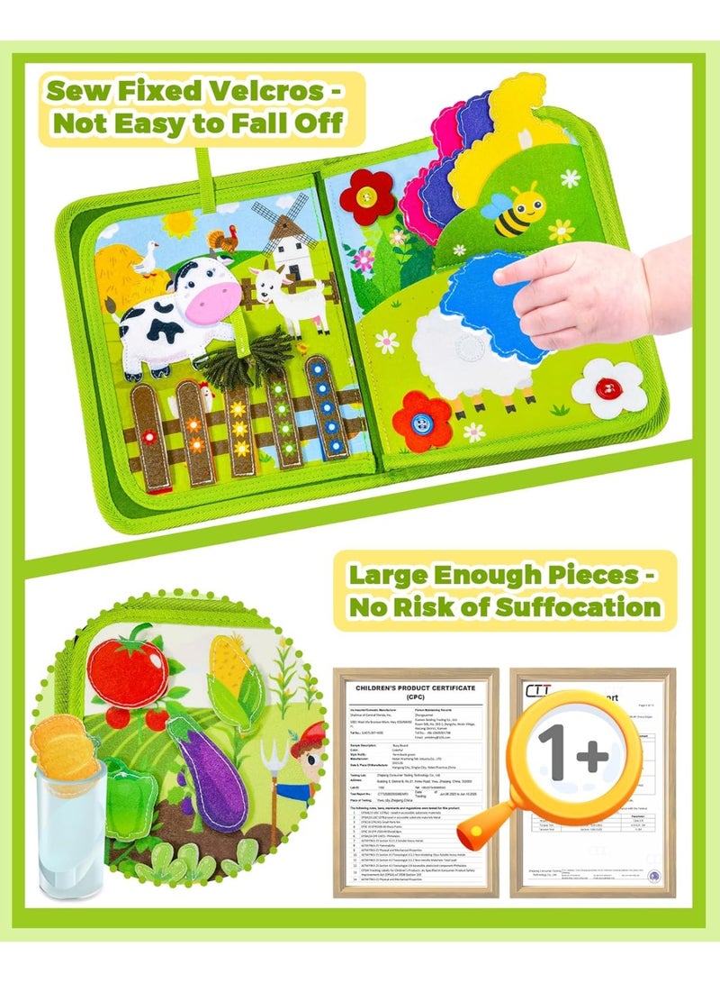 عام كتاب مشغول للأطفال الصغار 1-3، ألعاب مونتيسوري لهدايا عيد ميلاد صبي فتاة تبلغ من العمر 1 عامين، ألعاب تعليمية تعليمية مشغولة لعمر 1+ سنة، لعبة سفر للأطفال الصغار، كتب أنشطة حيوانات المزرعة - Image 4