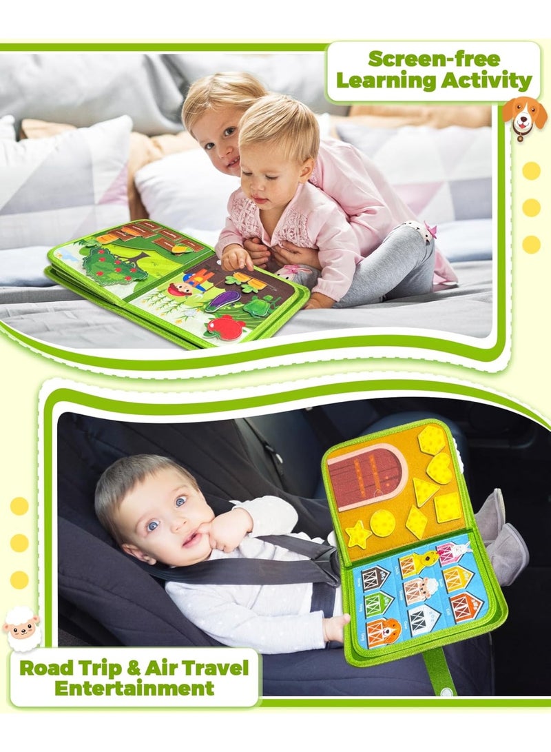 عام كتاب مشغول للأطفال الصغار 1-3، ألعاب مونتيسوري لهدايا عيد ميلاد صبي فتاة تبلغ من العمر 1 عامين، ألعاب تعليمية تعليمية مشغولة لعمر 1+ سنة، لعبة سفر للأطفال الصغار، كتب أنشطة حيوانات المزرعة - Image 3