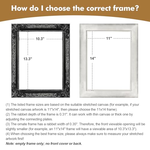 FOLKOR Wood Canvas Frame for 12x16 Oil Paintings, Finished 12x16 Gothic Ornate Frame for Wall Art Prints, Luxury Vintage Painting Frame for Home Office Decor, No Back & Cover (Black) - Image 5
