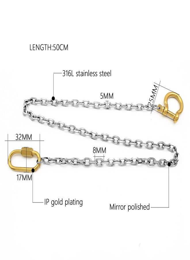 COUYA Waterproof 316L Stainless Steel Two Tone Key Lock Pendant Necklace Choker for Women Men PVD Plating Jewelry - Image 2