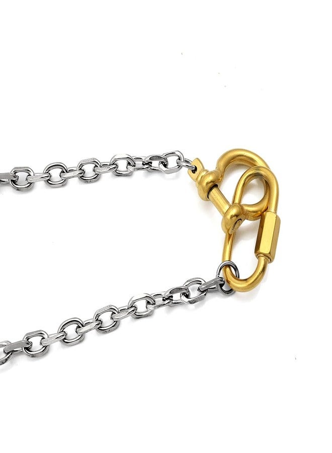 COUYA Waterproof 316L Stainless Steel Two Tone Key Lock Pendant Necklace Choker for Women Men PVD Plating Jewelry - Image 3