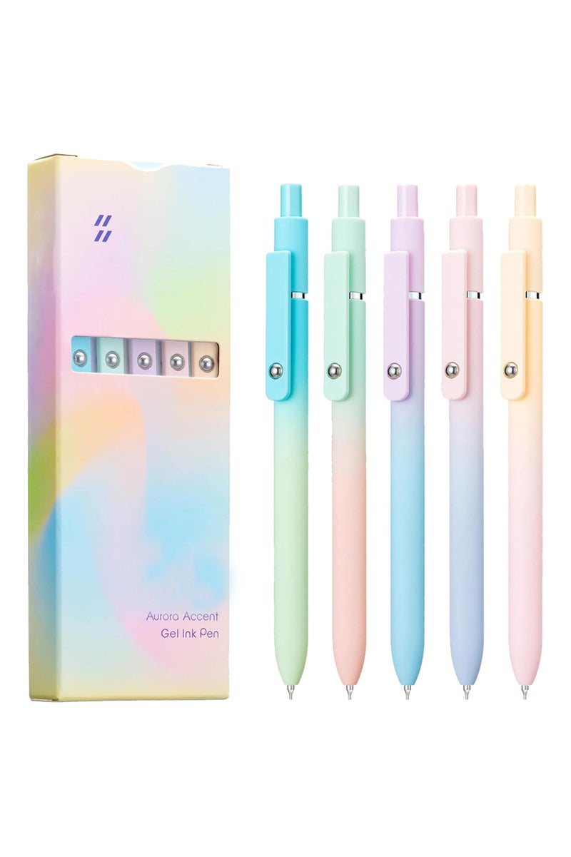 CMGTYYD Quick-dry neutral pen, 5 pcs 0.5 mm gradient color black neutral pen set, fine nib, smooth writing, suitable for school, office and other places. - Image 1