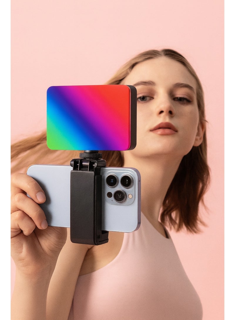 AY-96JSSR Professional RGB Lighting, Double-Sided, 8W, 360-Color Full Lighting, 1800mAh Battery for Photography and Streaming - Image 2
