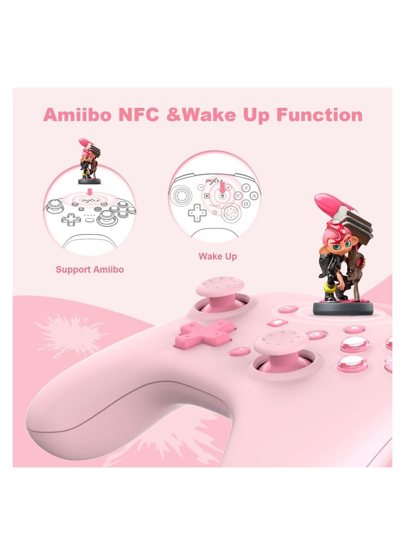 No branded - PXN 9607X Wireless Nintendo Switch Pro Controller for Nintendo Switch/Lite/OLED Controller with Turbo Function NFC 6 Axis Gyroscope Joystick Gamepad with Dual Shock Feedback (Pink) - Image 1