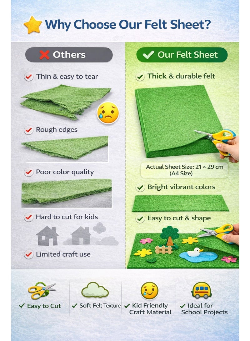Acrylic Felt Fabric Sheet 21x29cm – Thick Light Green Craft Felt for DIY Arts Crafts Sewing Decorations and School Projects - Image 3