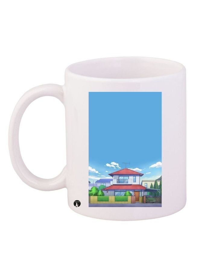 RYN Shinchan House Printed Coffee Mug White/Blue/Red 11ounce