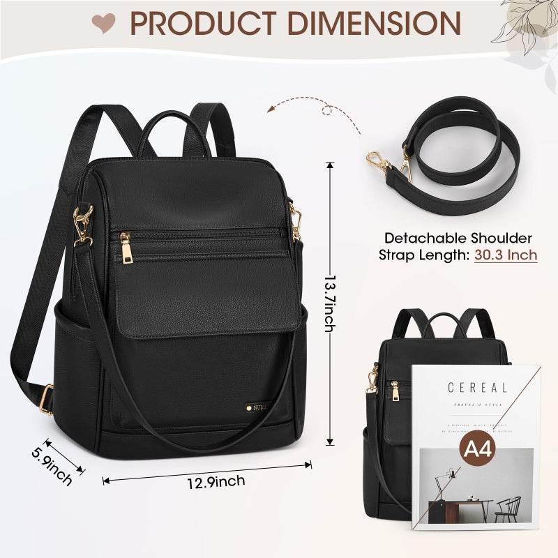 NUBILY Backpack Purse for Women Leather Anti-Theft Mini Backpack Fashion Designer Handbag Convertible Travel Bag Ladies Shoulder Bags, Black - Image 3