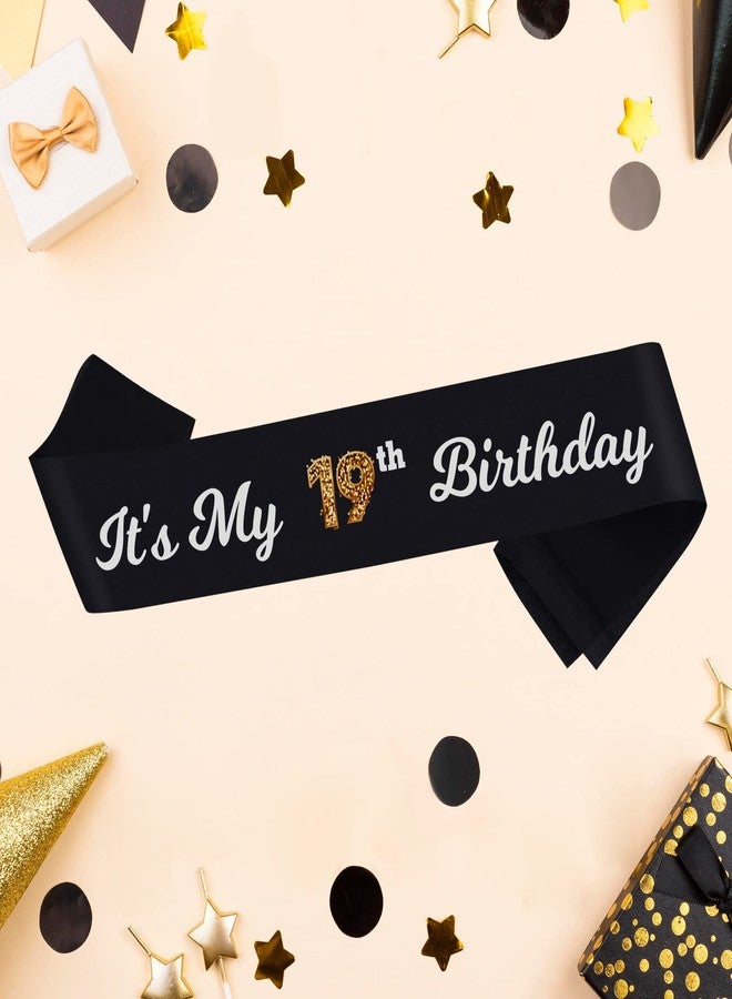 PYQWA It’s My 19th Birthday Sash - Black Sash with Foil - Cheers to 19th Birthday Sash- 19th Birthday Accessories for Boy and Girl - Image 4