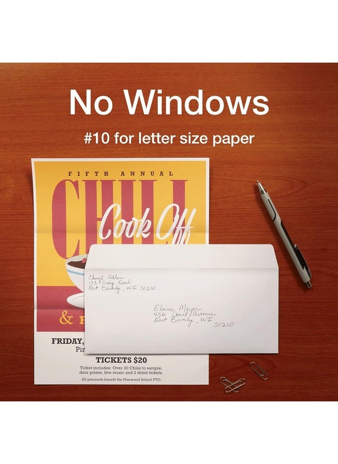 Quality Park - 10 Security Envelopes No Window Redistrip Self Seal Envelopes 24Lb White Wove 41/8" X 91/2" 200 Per Box - Image 1