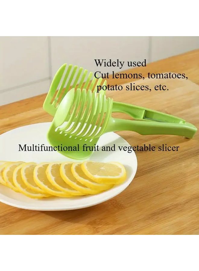 Green Citrus Slicer For Lemon And Tomato With Ergonomic Handle 1pc Kitchen Gadget - Image 1