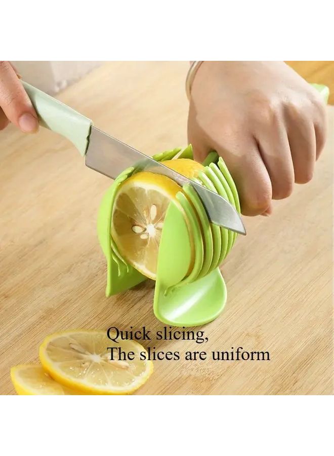 Green Citrus Slicer For Lemon And Tomato With Ergonomic Handle 1pc Kitchen Gadget - Image 3