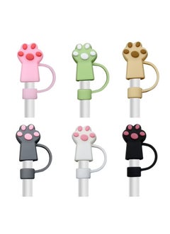 Generic Straw Covers Cap Toppers, 6 Pcs Straw Cover for Stanley Cup, Silicone Straw Covers Cap Reusable Drinking Straw Topper Compatible, for Stanley Cups Accessories (0.4in, Cat Paw)  - Image 1