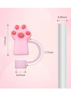 Generic Straw Covers Cap Toppers, 6 Pcs Straw Cover for Stanley Cup, Silicone Straw Covers Cap Reusable Drinking Straw Topper Compatible, for Stanley Cups Accessories (0.4in, Cat Paw)  - Image 2