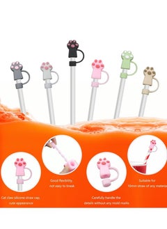 Generic Straw Covers Cap Toppers, 6 Pcs Straw Cover for Stanley Cup, Silicone Straw Covers Cap Reusable Drinking Straw Topper Compatible, for Stanley Cups Accessories (0.4in, Cat Paw)  - Image 4