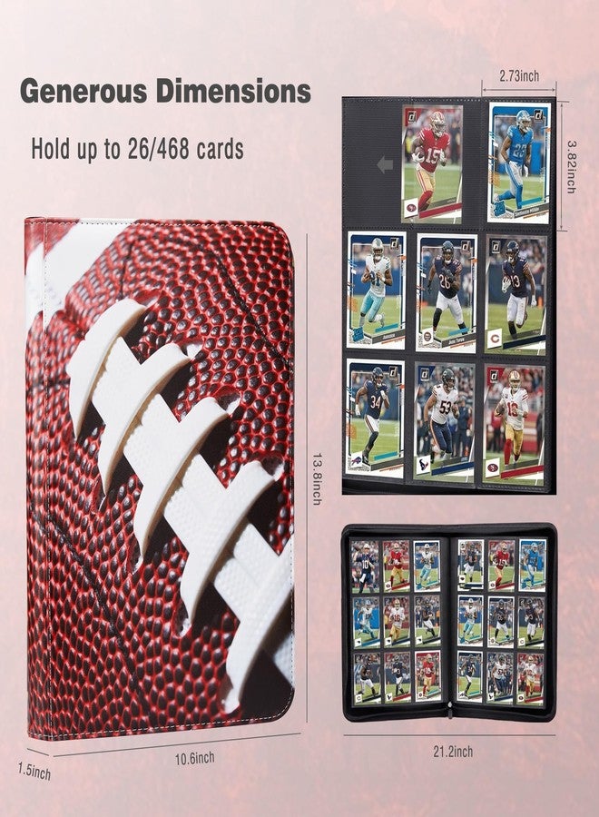 حافظة بطاقات كرة القدم من أغانمي تتميز بـ 468 جيبًا مزدوج الجوانب لتخزين آمن لبطاقات دوري كرة القدم الأمريكية، مصنوعة من جلد البولي يوريثان المقاوم للماء مع سحاب إغلاق، تحافظ على البطاقات في حالة ممتازة لعشاق كرة القدم الأمريكية وهواة جمعها. - Image 3