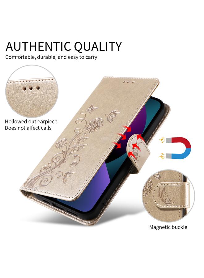 اس-توب جراب هاتف جلدي منقوش عليه زهور الفراشة لهاتف iPhone 14 Pro - Image 5