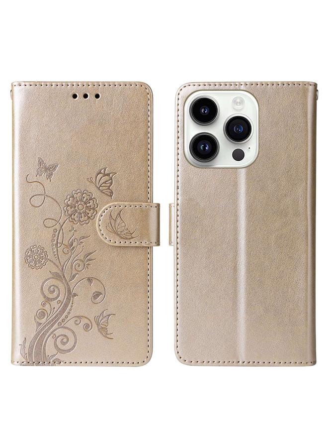 اس-توب جراب هاتف جلدي منقوش عليه زهور الفراشة لهاتف iPhone 14 Pro - Image 3