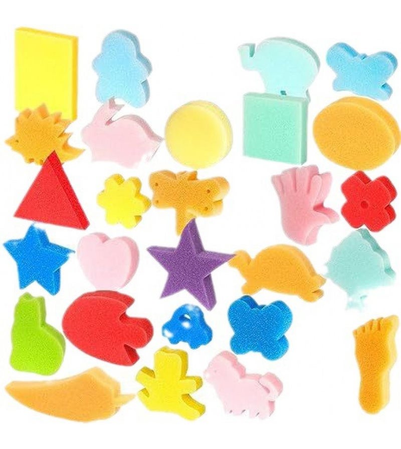 30 قطعة من الطوابع الإسفنجية أدوات فنية قابلة لإعادة الاستخدام لنمذجة الطين وصناعات الرسم والطباعة على النسيج بأشكال مختلفة - Image 4
