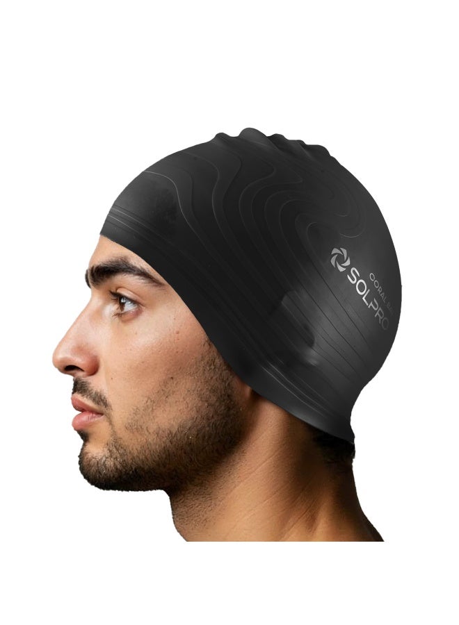 SOLPRO Coral Bay Swimming Cap (Black) - Image 1