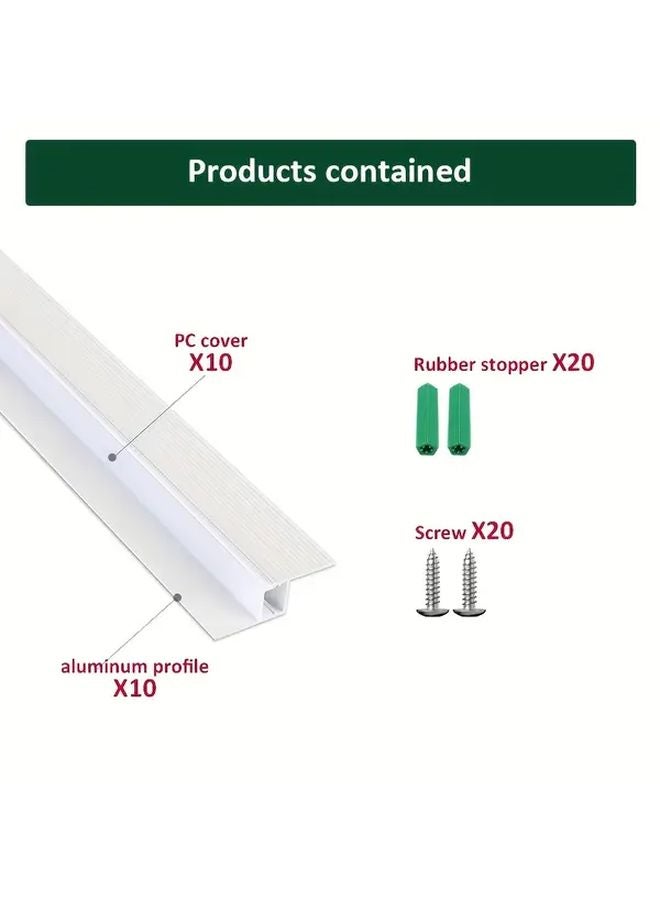 1m LED Aluminum Profile Channel 10pcs Spray White Corner Luminous Shade For Ceiling Strip Light - Image 3