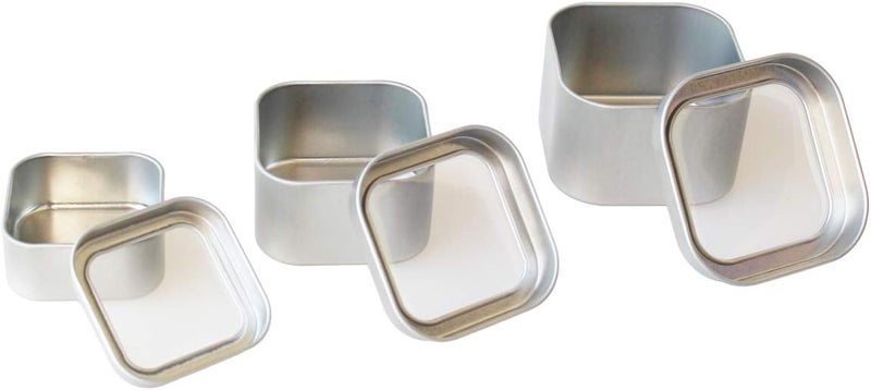 Goodma 18-Pack Empty Square Silver Metal Tins with Clear Window for Candle Making, Candies, Gifts & Treasures, Mixed Sizes - Image 3