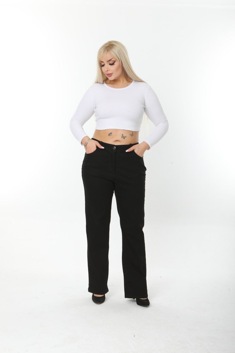 Era Lisa Straight Leg Relaxed Fit Lycra Women's Black Plus Size Jeans - Image 5