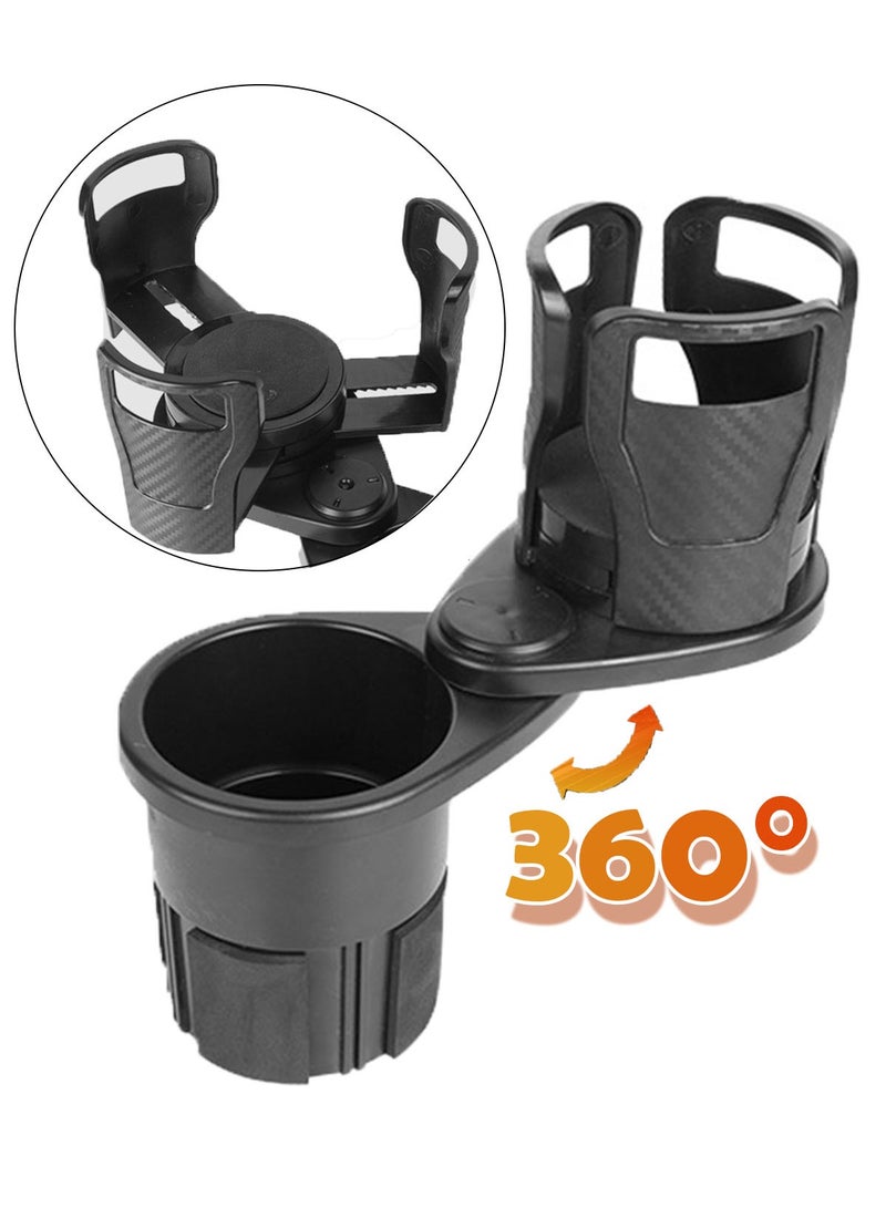 Car Cup Holder, Large Dual Car Cup Holder Expander, 360 Degree Rotating Adjustable Cup Holder For Drinks, Coffee, Beverage, Bottle, Foods - Image 1