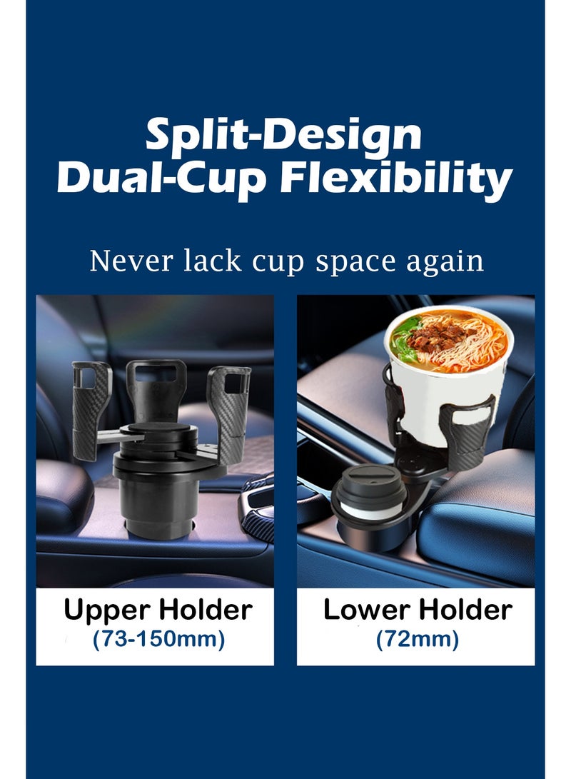 Car Cup Holder, Large Dual Car Cup Holder Expander, 360 Degree Rotating Adjustable Cup Holder For Drinks, Coffee, Beverage, Bottle, Foods - Image 3