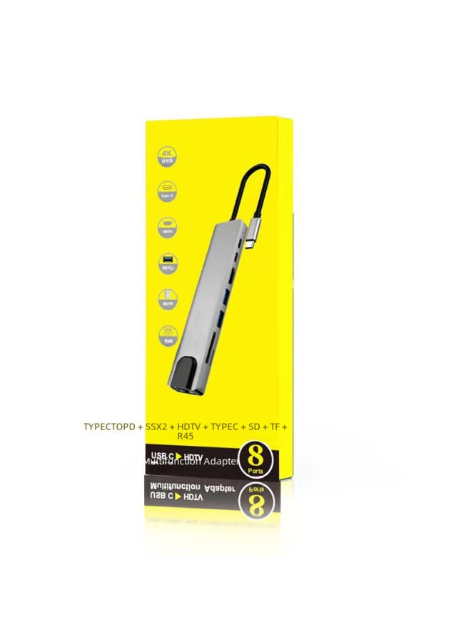 Type-c 8-in-1 Hdmi Laptop Converter Usb3.0 Network Card Hub Type6in1 6-in-1 Digital Computer/usb Hub/usb Hub-Number Of Interfaces:type-c8 In 1  - Image 4