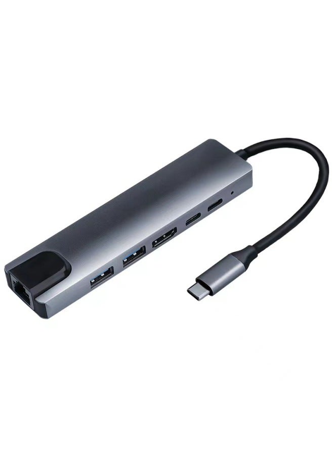 Type-c 8-in-1 Hdmi Laptop Converter Usb3.0 Network Card Hub Type6in1 6-in-1 Digital Computer/usb Hub/usb Hub-Number Of Interfaces:type-c8 In 1  - Image 3