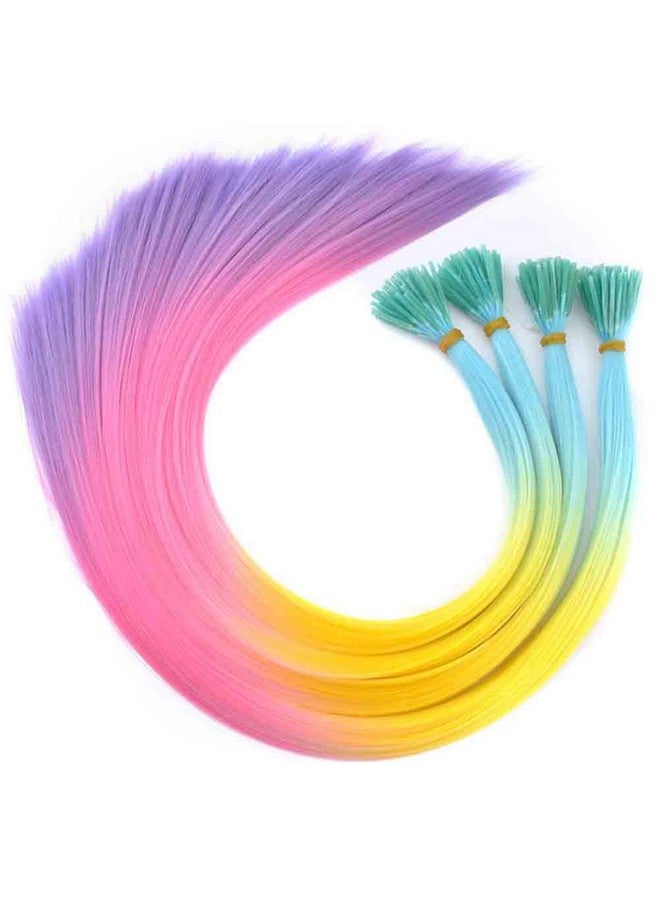 DENIYA 50 Pieces 20 Inches Gradient Colors Party Highlights Colorful Straight Synthetic I Tip Hair Extensions Straight Long Hairpiece - Image 1