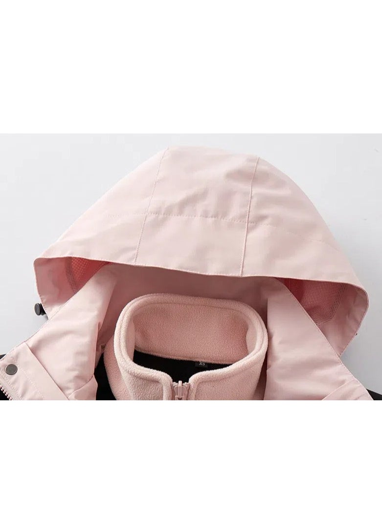 Loquat Unisex 3-in-1 Winter Coats Snow Ski Jacket Waterproof Windproof Detachable Polar Fleece Lined Jacket Pink  - Image 3