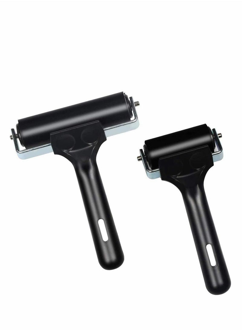 2Pcs Rubber Roller Brayer Rollers Glue Roller for Ink Paint Block Stamping, Printmaking Wallpaper and Arts & Crafts Soft Rubber Brayer Roller for Printmaking Wallpaper
