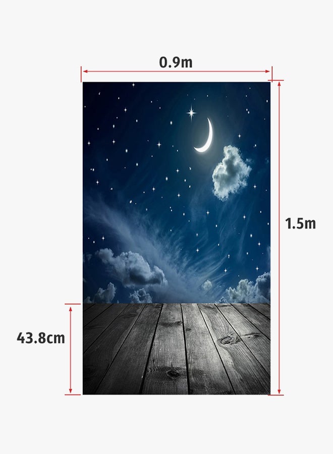 اليشمك خلفية تصوير في الأستوديو بتصميم قمر ونجم متلألئ مع أرضية خشبية متعدد الألوان - Image 3