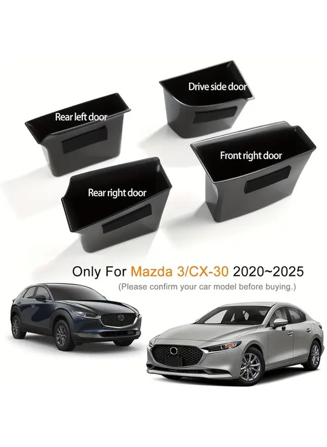 4pcs Car Accessories Door Armrest Pocket Storage Organizer Tray Black Soft Padding Armrest Box Cover For Mazda 3 CX-30 2020 2021 2022 2023 2024 2025 - Image 3