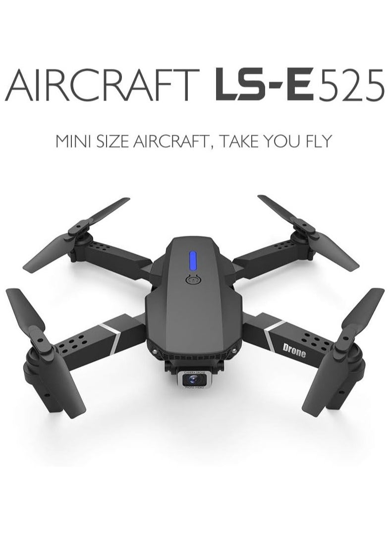 AROAQ - طائرة درون بكاميرا 4K LS-E525 واي فاي بنمط بدون رأس كاميرتان مزدوجتان 3 بطاريات سوداء مناسبة للمبتدئين والأطفال - Image 1