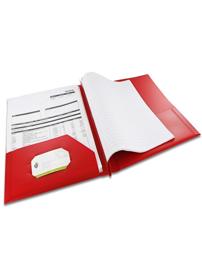 Emraw 2 Pocket Poly Portfolio Two Pockets Folder with 3 Prongs and Business Card Holder Organizer Designed for Home, Office, School, Classroom and More - Actual Colors May Vary (Pack of 3) - Image 3