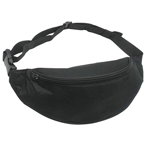 INNOLIFE Unisex Fanny Pack for Women Men, Fashion Sporty Multi-purpose 2-Zipper Waist Belt Bag Fanny Pack Waist Bag Adjustable Strap for Sport Hiking Traveling Passport Wallet (Black) - Image 1