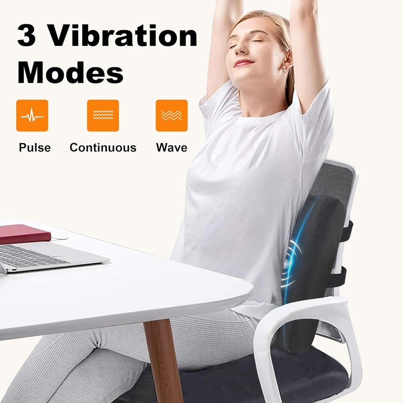 CILI Lumbar Support Pillow for Office Chair, Heated Back Support Pillow with Vibration, Back Massager for Chair, Back Rest Cushion Pillow for Desk Chair Sofa, Gifts for Mom Dad Women Men - Image 4